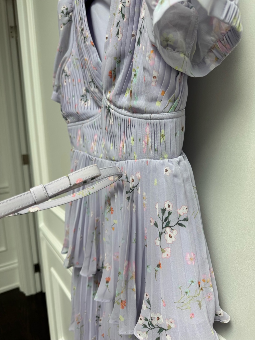 Self-Portrait Plissé Floral Midi Dress - US Size 8 - Like New! - Picture 11 of 13
